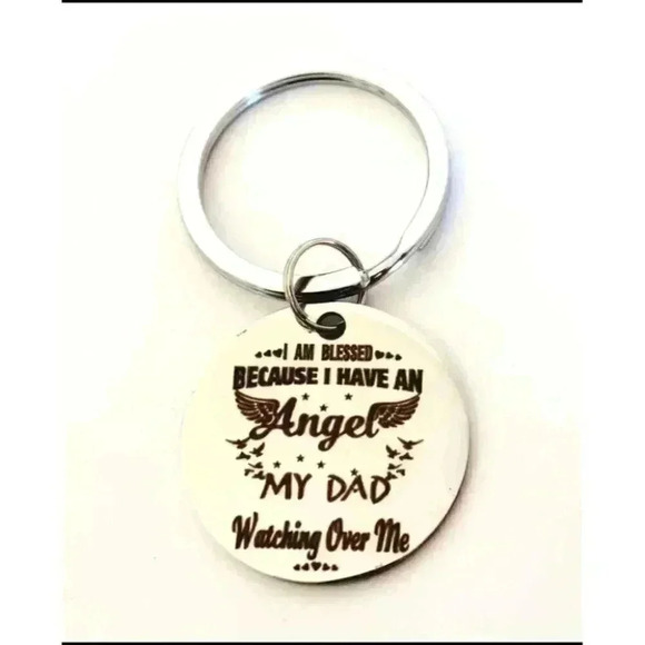 To My Dad Angel Watching Me Over Keychain - Picture 1 of 1